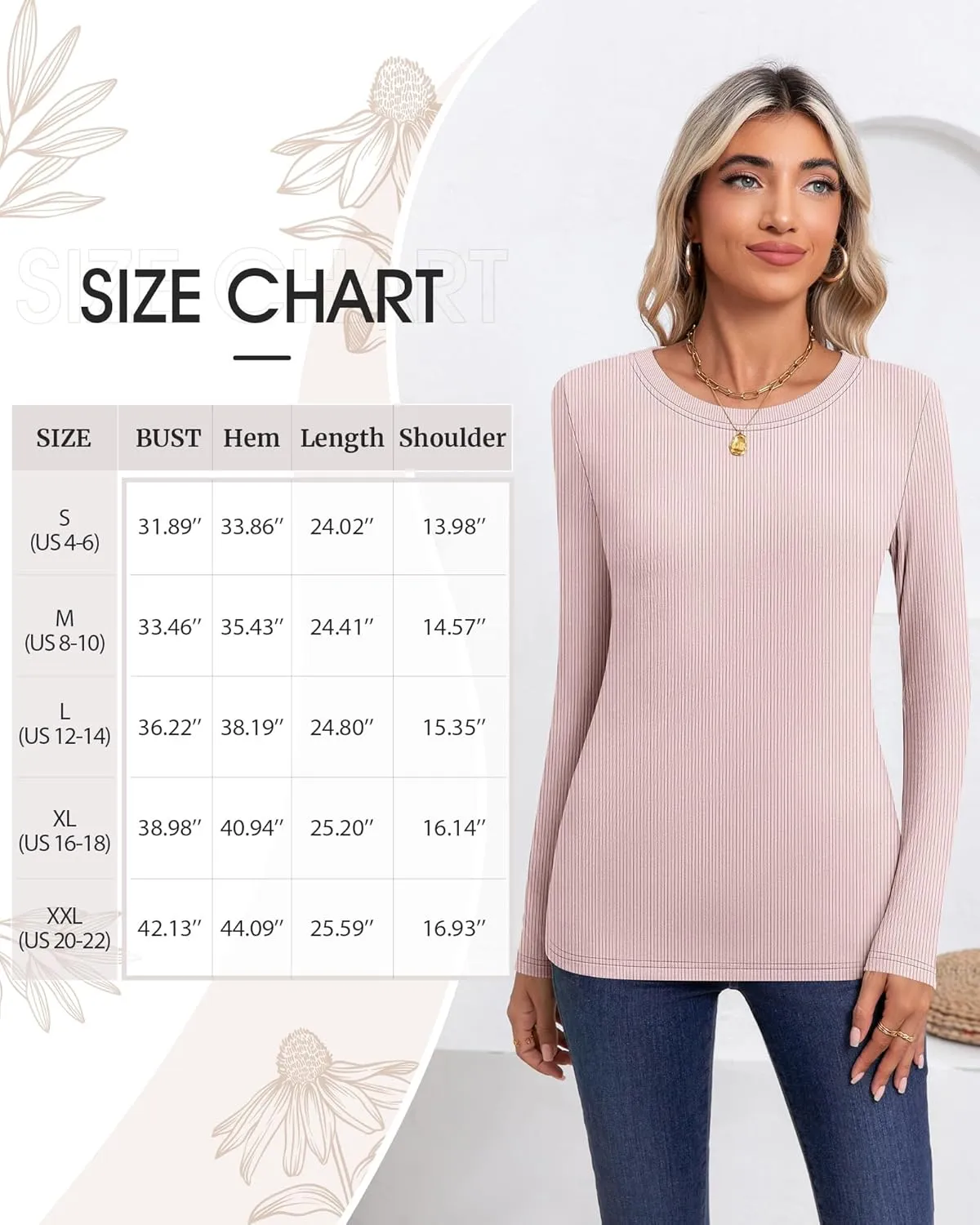3 Pack Women's Ribbed Long Sleeve Thermal Tops Thin Fleece Lined Crew Neck Shirts Warm Winter Basic Undershirt Tee