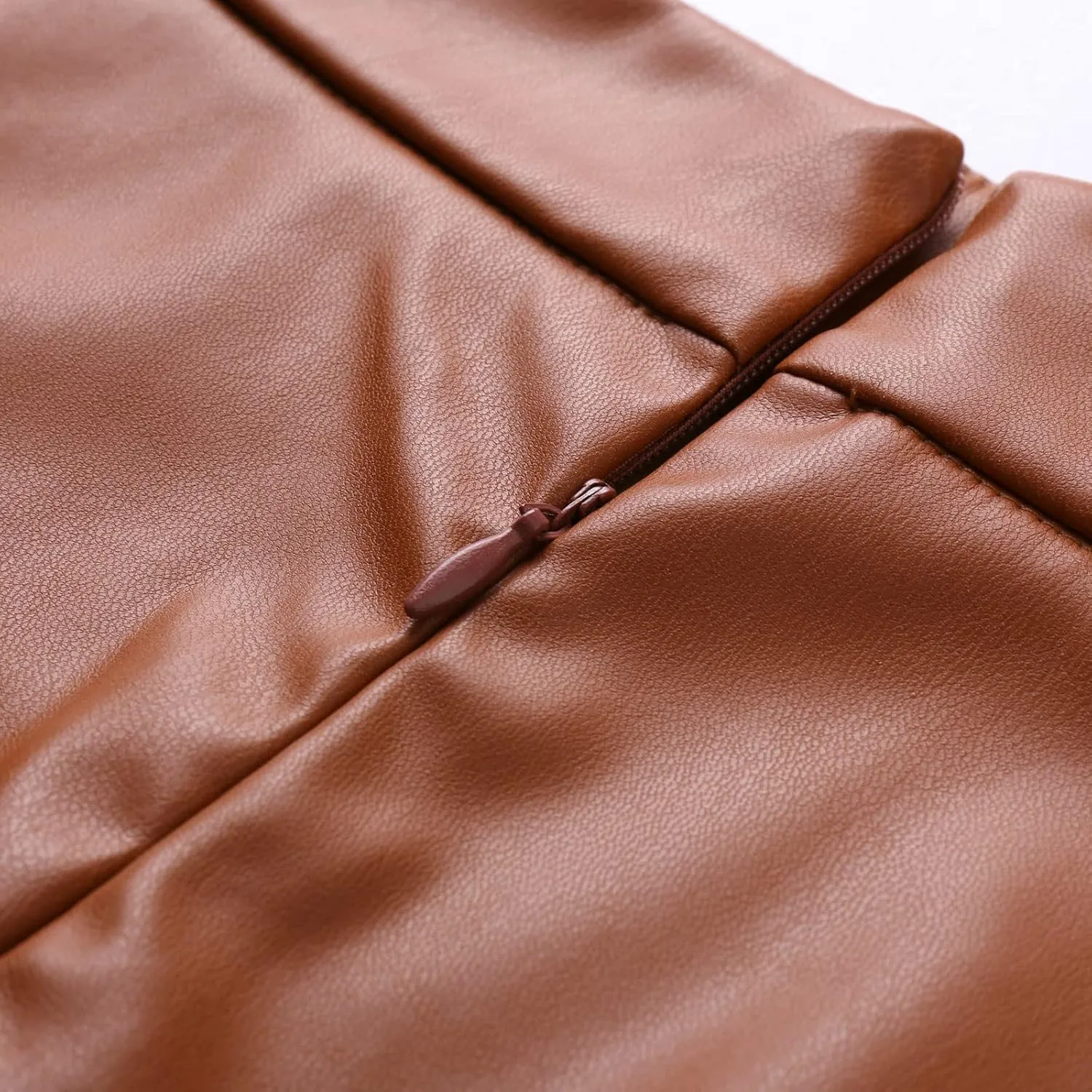 A Long Line Solid Faux Skirt Leather Waist Womens Color High Skirts Skirt Jean Patched Skirt