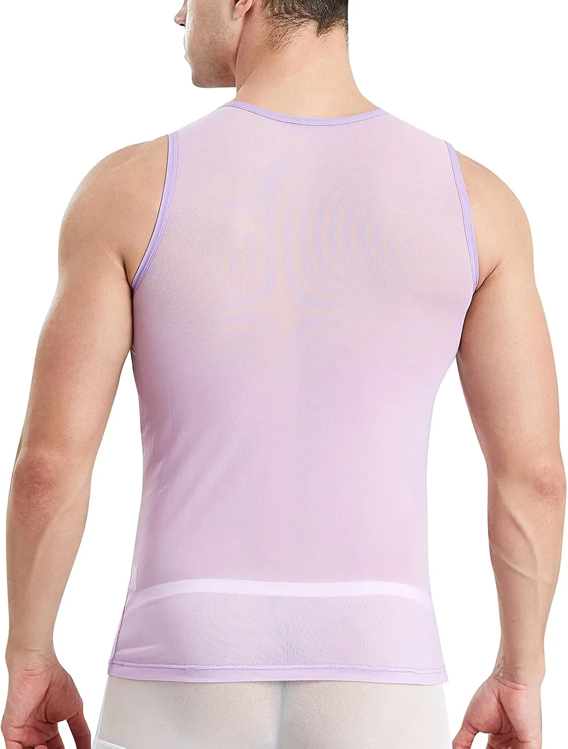 ABAFIP Men's Mesh Sheer Rave Tank Tops Summer Undershirt Semi See Thru Fitted Gym Workout Muscle Vest