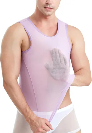 ABAFIP Men's Mesh Sheer Rave Tank Tops Summer Undershirt Semi See Thru Fitted Gym Workout Muscle Vest