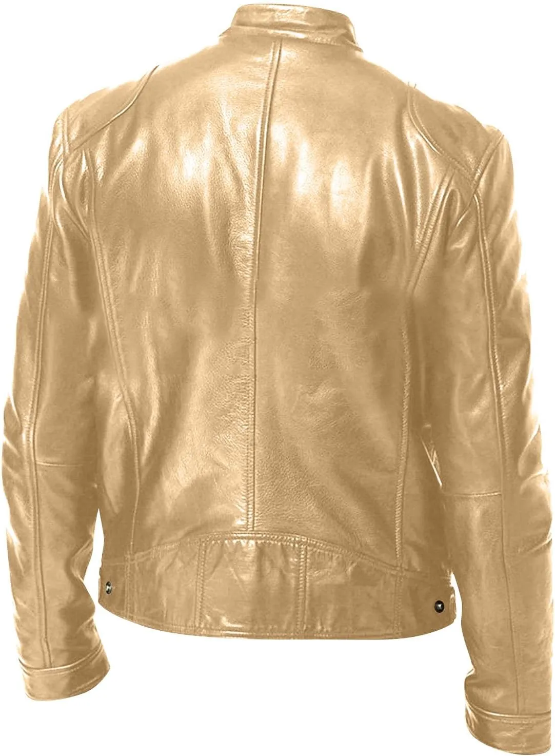ADHOWBEW Mens Leather Jacket Stand Collar Windbreaker Zip Up Fashion Motorcycle Jackets