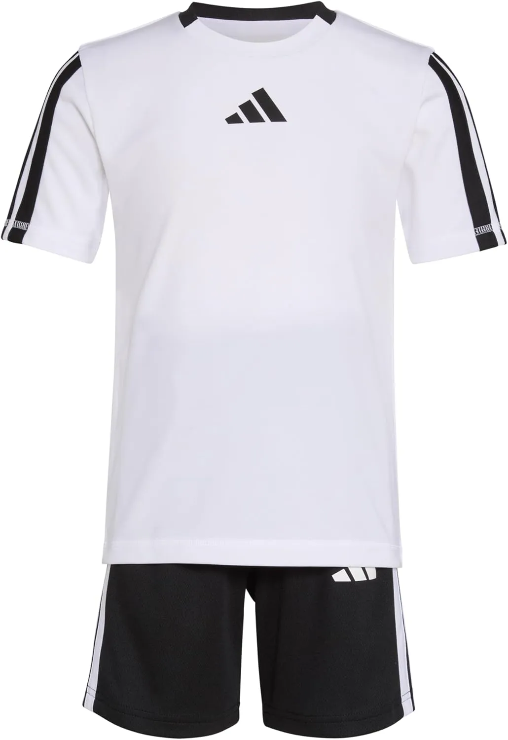 adidas Boys Short Sleeve 3-stripe Soccer Tee Shirt and Short Set