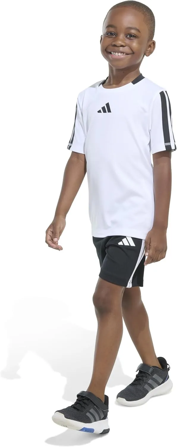 adidas Boys Short Sleeve 3-stripe Soccer Tee Shirt and Short Set