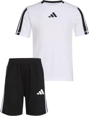 adidas Boys Short Sleeve 3-stripe Soccer Tee Shirt and Short Set