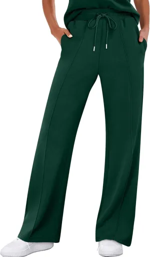 ANRABESS Women's Wide Leg Sweatpants High Waist Baggy Flared Pants Drawstring Athletic Joggers Sweat Pants