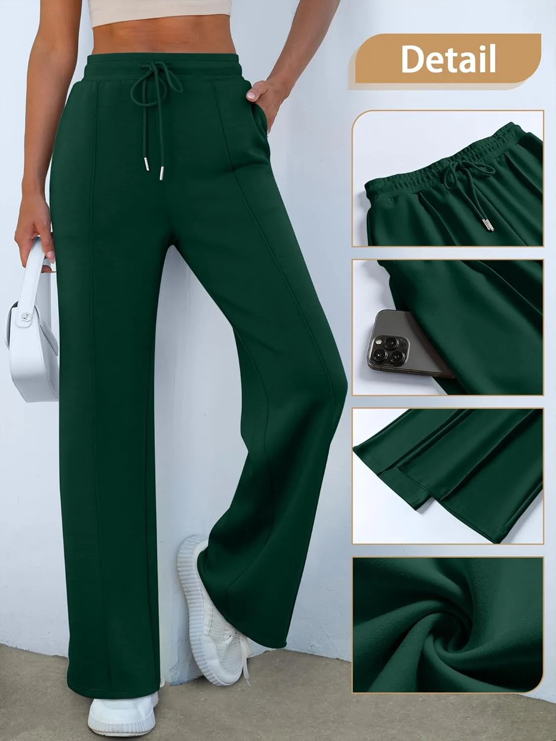 ANRABESS Women's Wide Leg Sweatpants High Waist Baggy Flared Pants Drawstring Athletic Joggers Sweat Pants