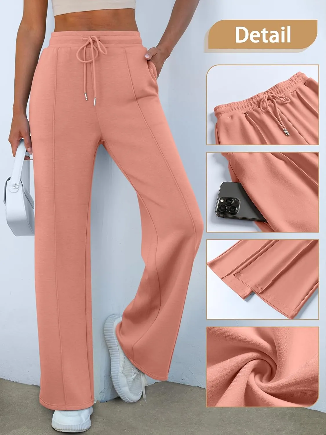 ANRABESS Women's Wide Leg Sweatpants High Waist Baggy Flared Pants Drawstring Athletic Joggers Sweat Pants
