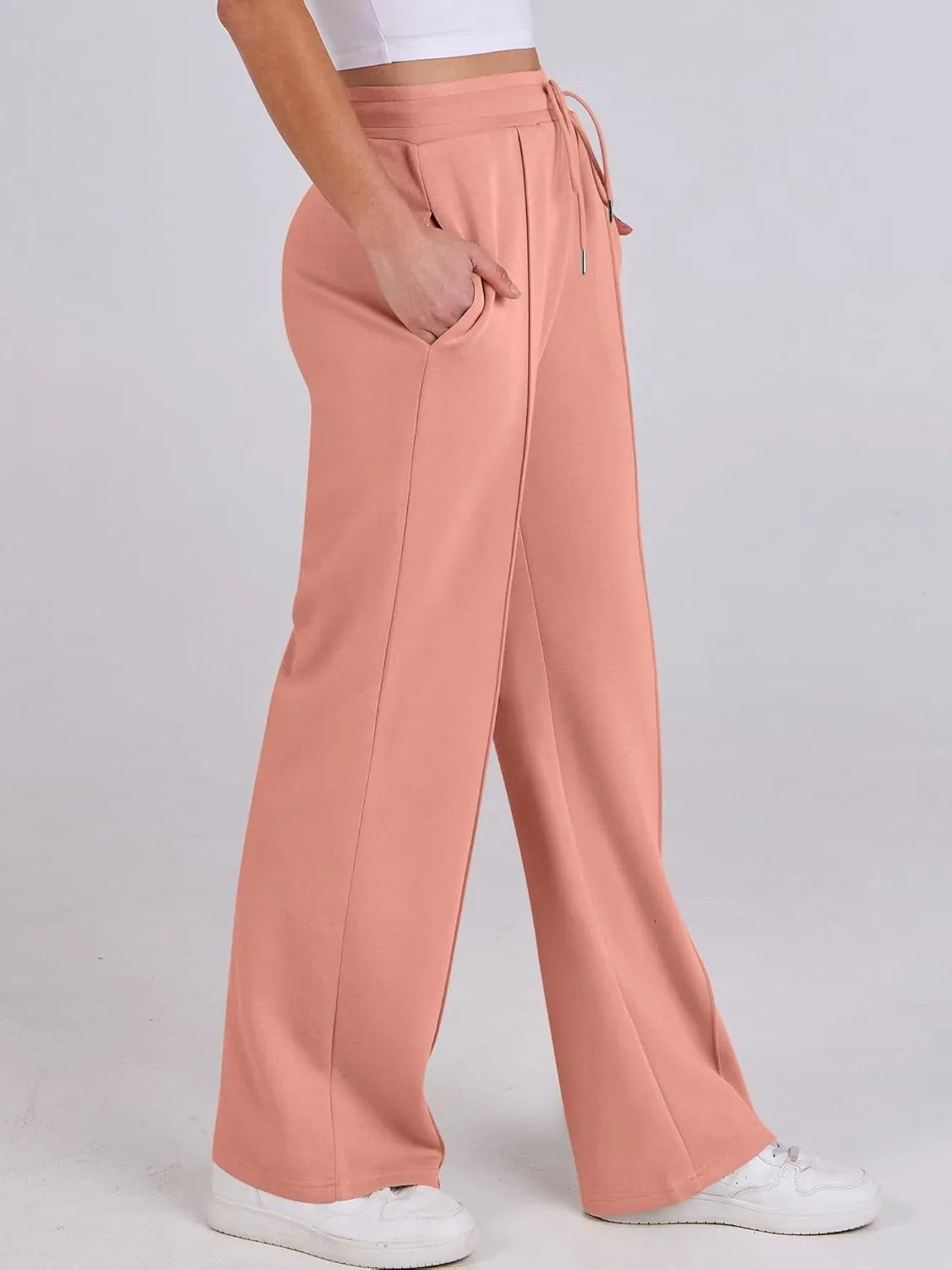 ANRABESS Women's Wide Leg Sweatpants High Waist Baggy Flared Pants Drawstring Athletic Joggers Sweat Pants