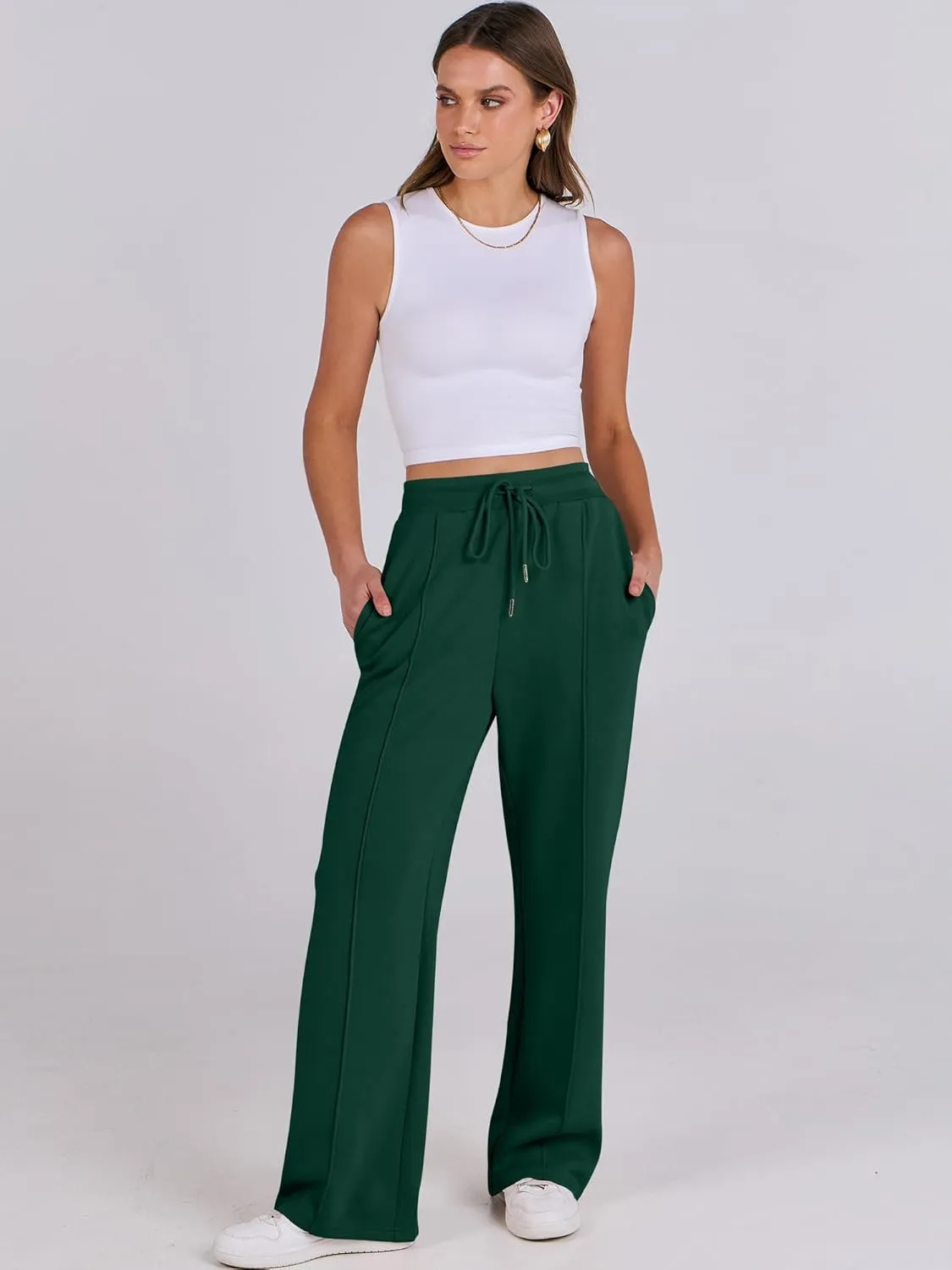 ANRABESS Women's Wide Leg Sweatpants High Waist Baggy Flared Pants Drawstring Athletic Joggers Sweat Pants