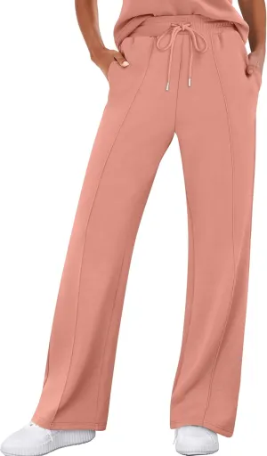 ANRABESS Women's Wide Leg Sweatpants High Waist Baggy Flared Pants Drawstring Athletic Joggers Sweat Pants