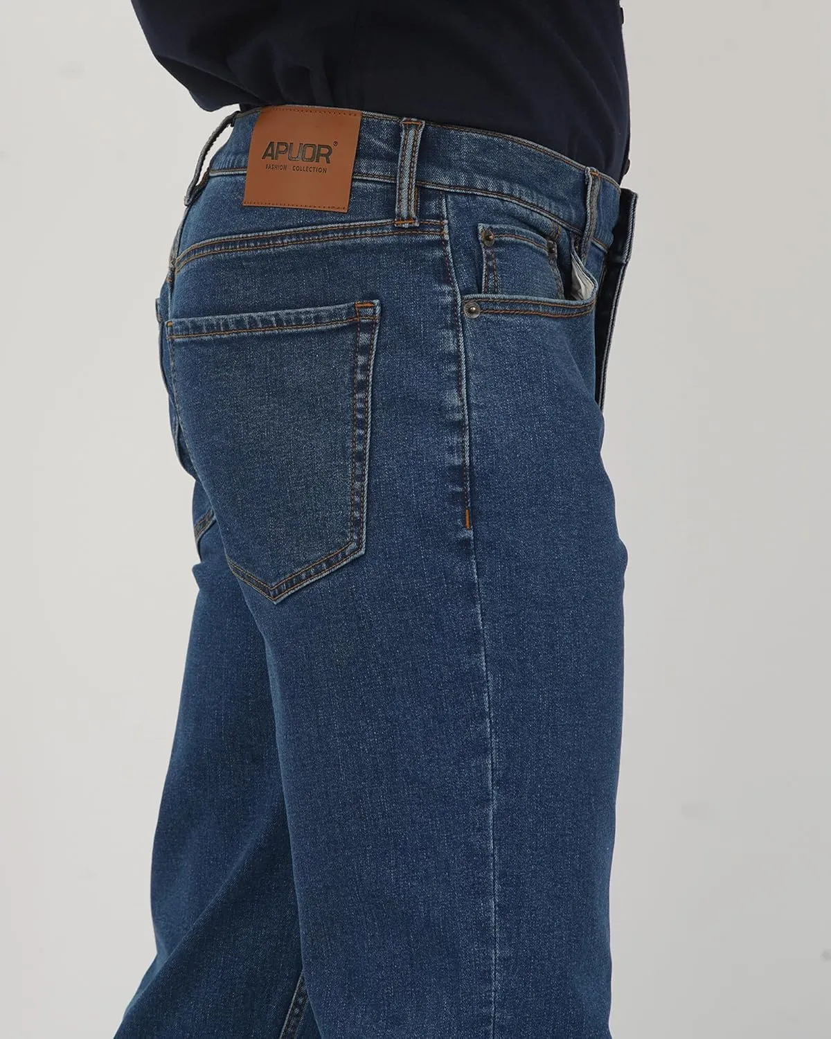 APUOR Men's Straight Leg Stretch Jeans Relaxed Fit Work Jeans Athletic Fit Loose Pants