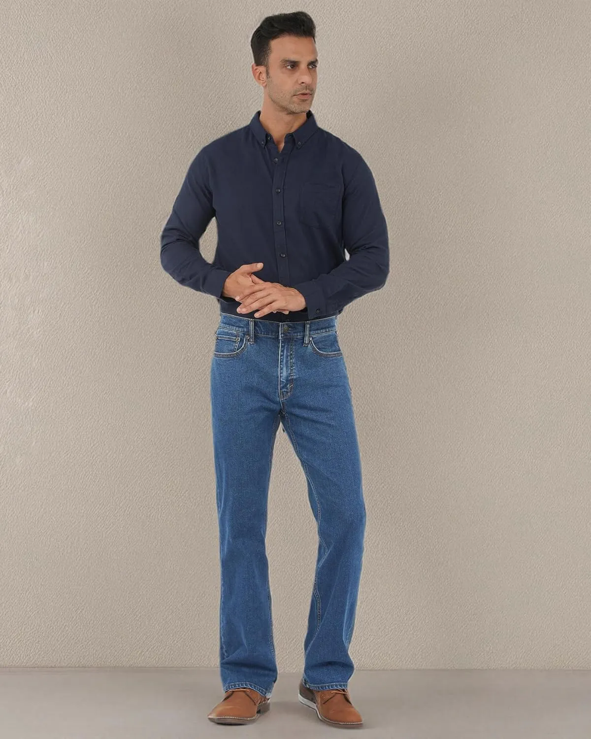 APUOR Men's Straight Leg Stretch Jeans Relaxed Fit Work Jeans Athletic Fit Loose Pants