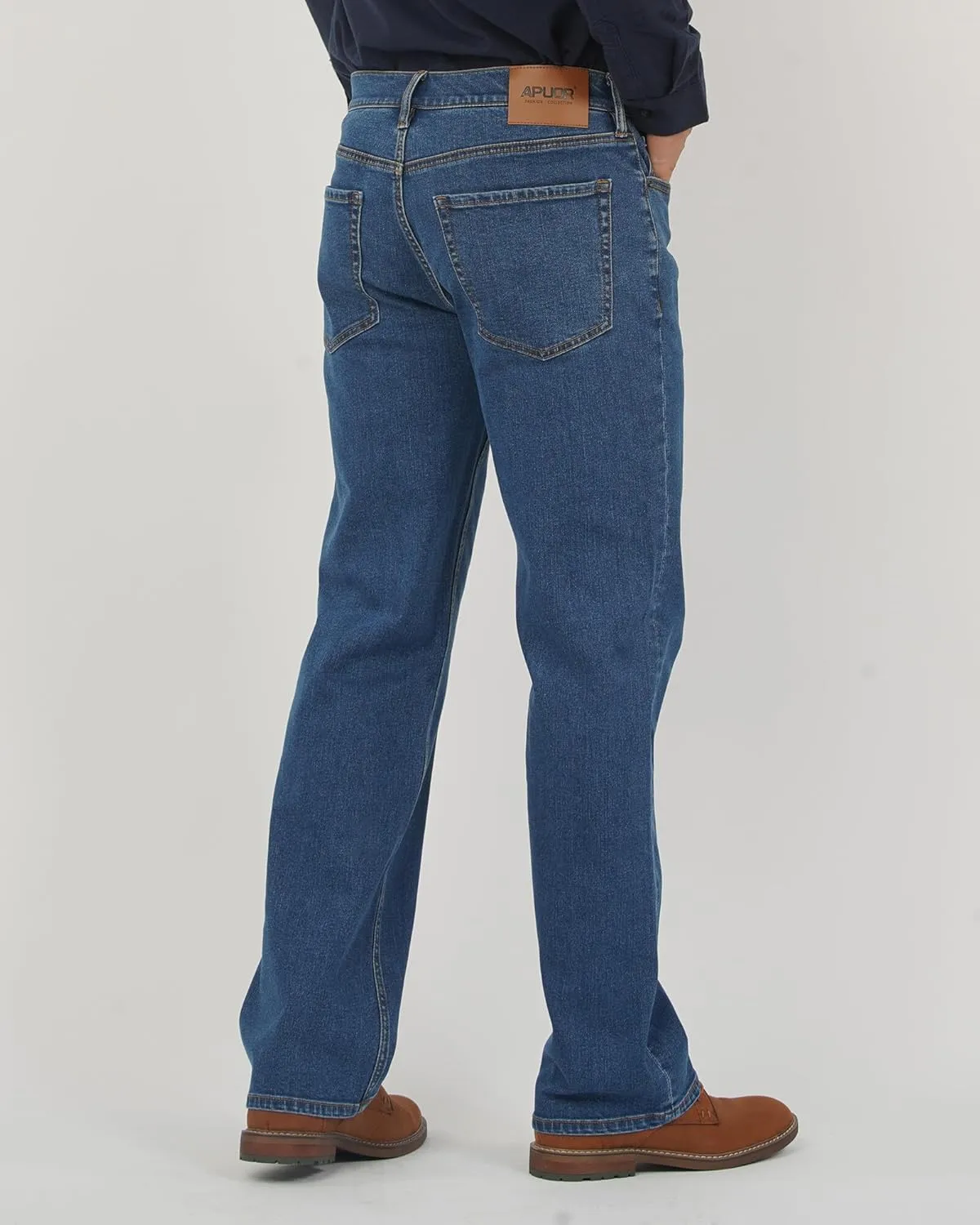 APUOR Men's Straight Leg Stretch Jeans Relaxed Fit Work Jeans Athletic Fit Loose Pants