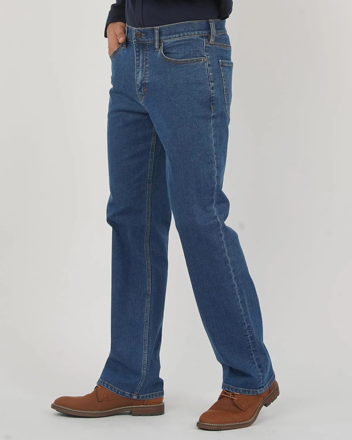 APUOR Men's Straight Leg Stretch Jeans Relaxed Fit Work Jeans Athletic Fit Loose Pants