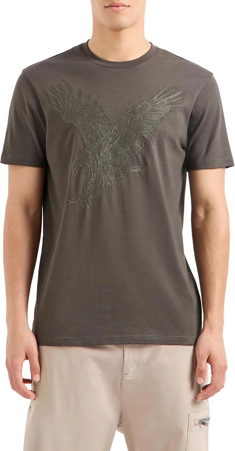 Armani Exchange Men's Large Embroidered Eagle Regular Fit Cotton Jersey