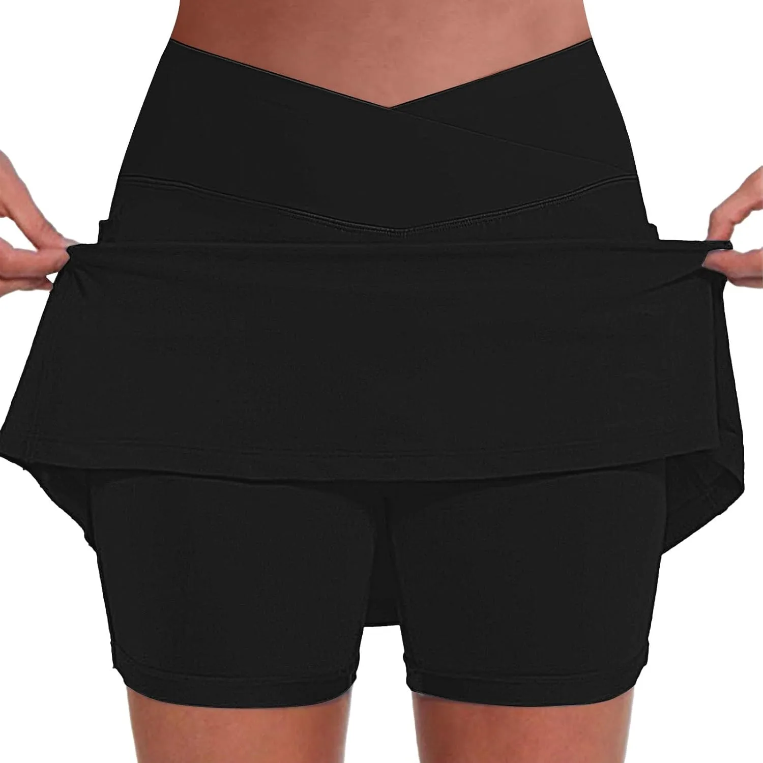Athletic Skorts for Women Hight Waist Tummy Control Skirts Soft Elastic Shorts Tennis Yoga Skinny Casual Skort