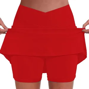 Athletic Skorts for Women Hight Waist Tummy Control Skirts Soft Elastic Shorts Tennis Yoga Skinny Casual Skort