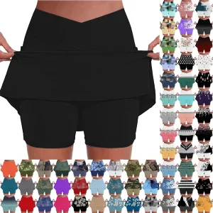Athletic Skorts for Women Hight Waist Tummy Control Skirts Soft Elastic Shorts Tennis Yoga Skinny Casual Skort