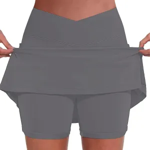 Athletic Skorts for Women Hight Waist Tummy Control Skirts Soft Elastic Shorts Tennis Yoga Skinny Casual Skort