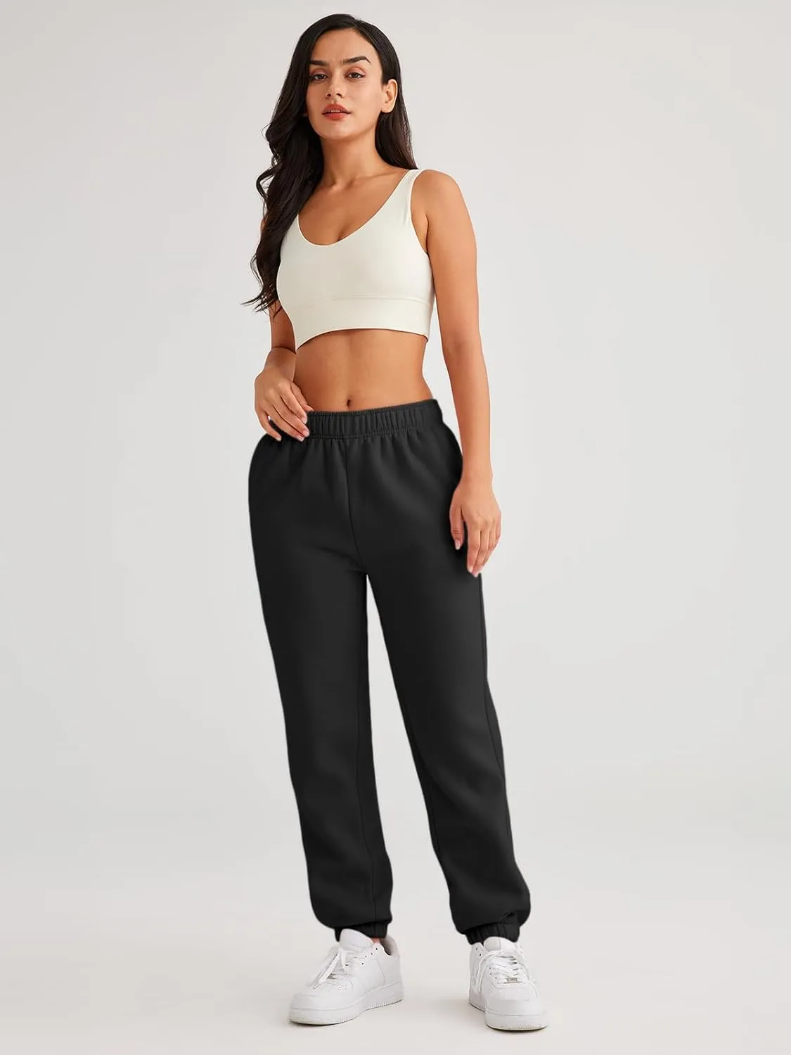 AUTOMET Womens Winter Casual Baggy Fleece Lined Sweatpants Fashion High Waisted Joggers Pants Athletic Clothes with Pockets