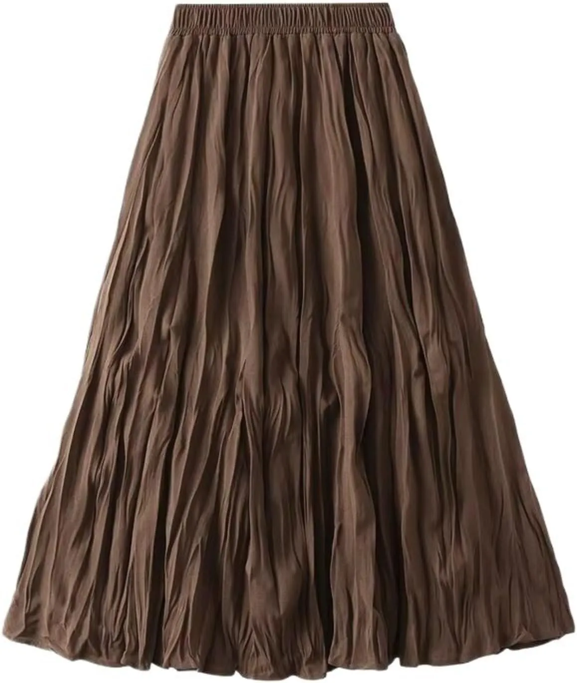 Autumn Winter Midi Long Pleated Skirt Women High Waist Skirt Female All-Match Skirt