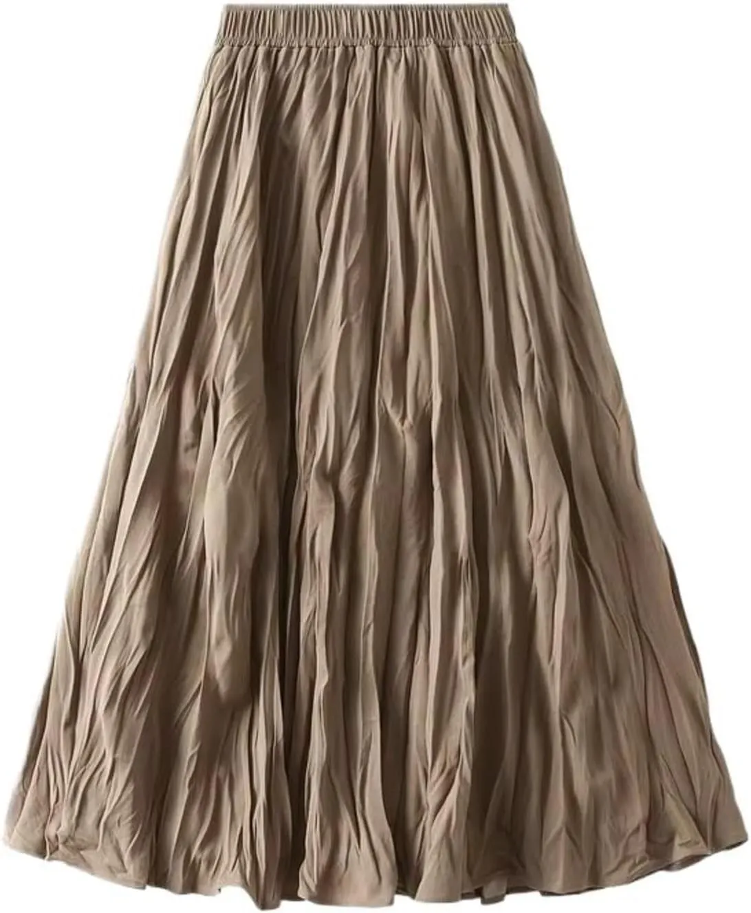 Autumn Winter Midi Long Pleated Skirt Women High Waist Skirt Female All-Match Skirt