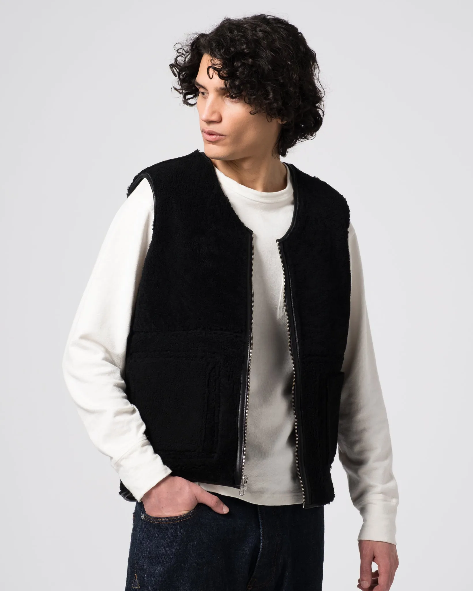 Aviator Vest Shearling Black