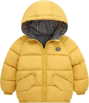 Baby Boy Girls Autumn Winter Fleece Down Coats Cotton Padded Jacket Hooded Zipper Windproof Snow Outerwear