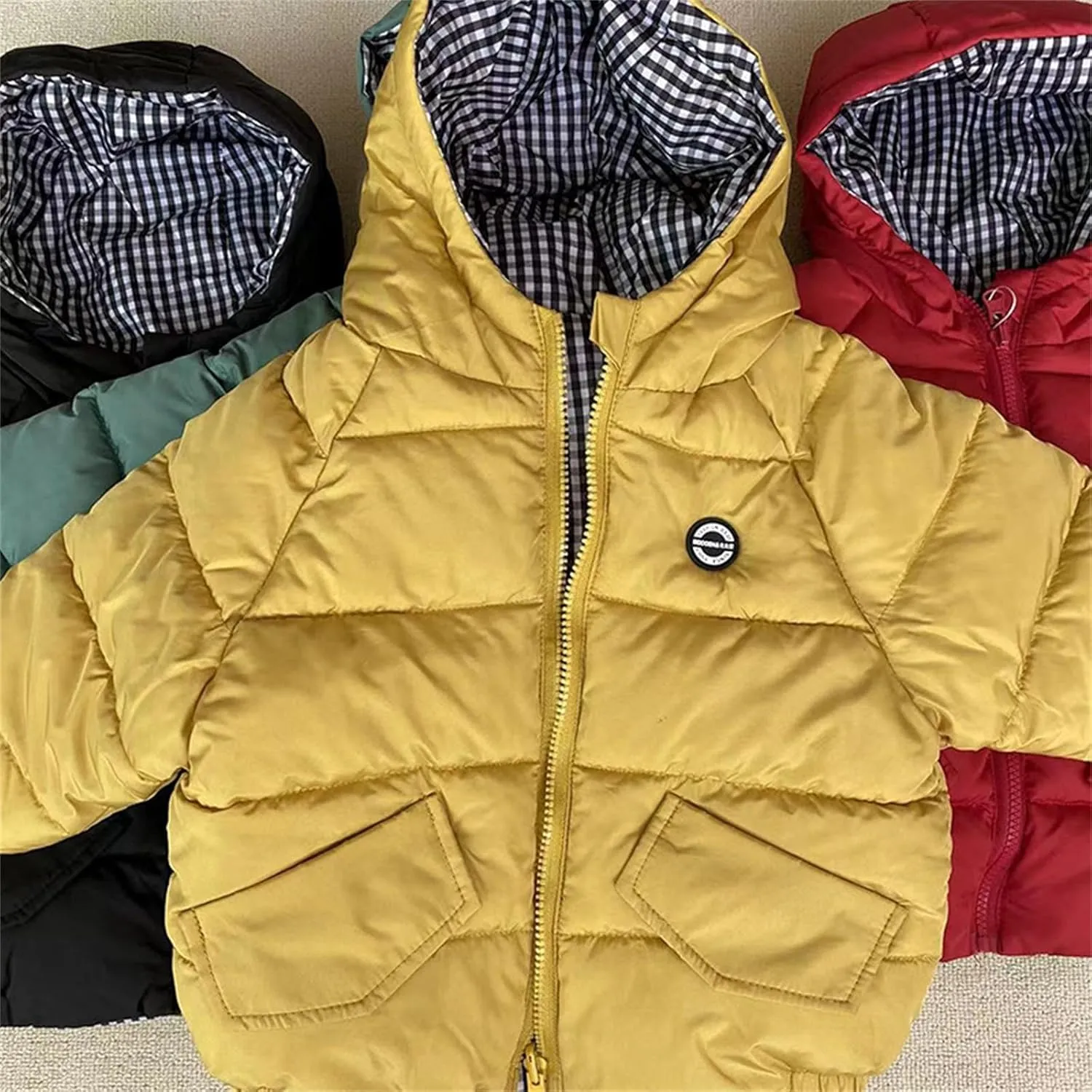 Baby Boy Girls Autumn Winter Fleece Down Coats Cotton Padded Jacket Hooded Zipper Windproof Snow Outerwear