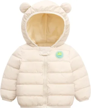 Baby Boys Girls Jacket Winter Warm Solid Dinosaur Coats Long Sleeve Bear Ears Hooded Cotton Padded Outwear Top