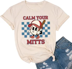 Baseball Game Day Tshirt Women Funny Letter Print Baseball Mom Shirt Vintage Graphic Tee Casual Short Sleeve Tops