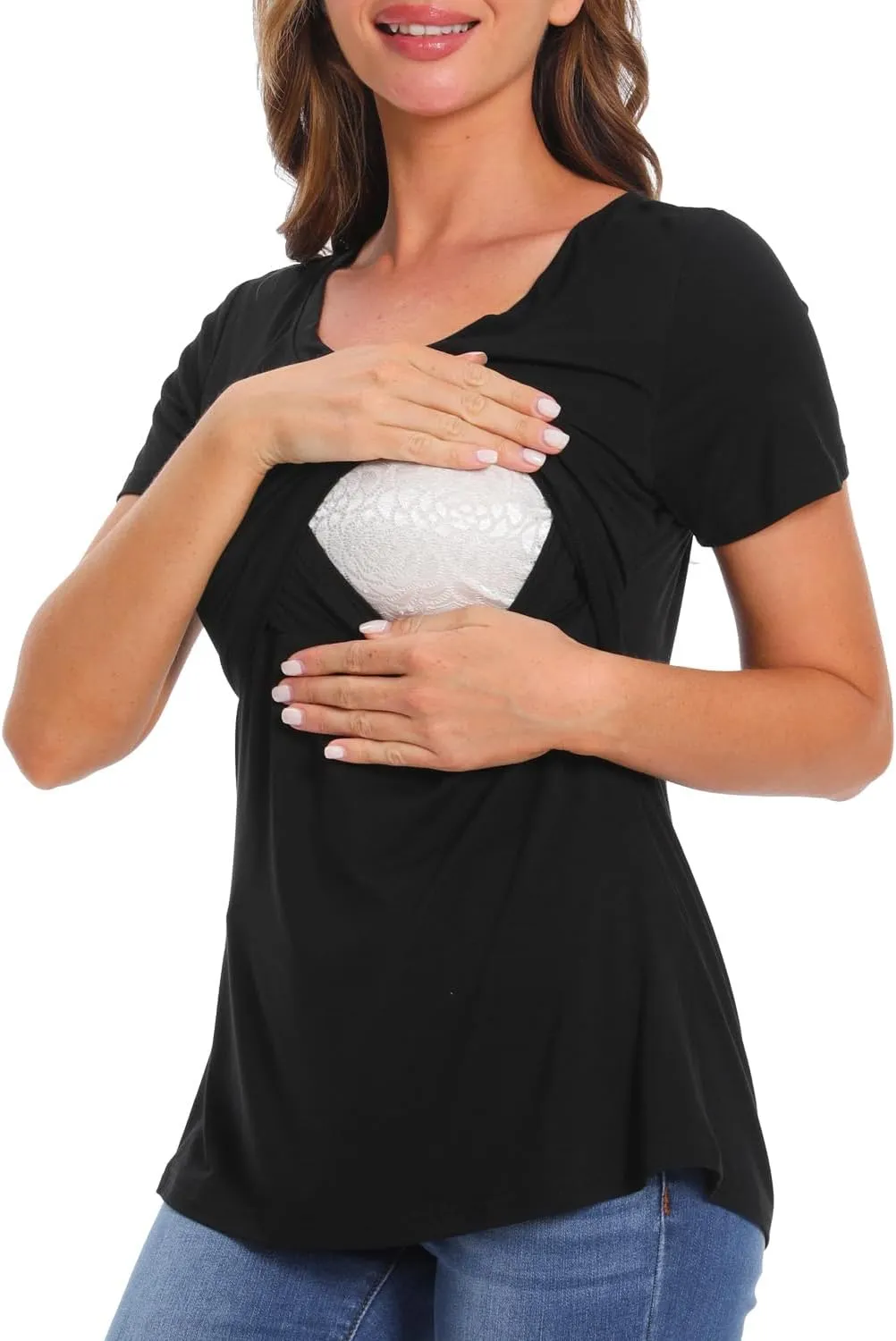 Bearsland Womens 3 Packs V Neck Nursing Tops Maternity Breastfeeding Tee Shirts