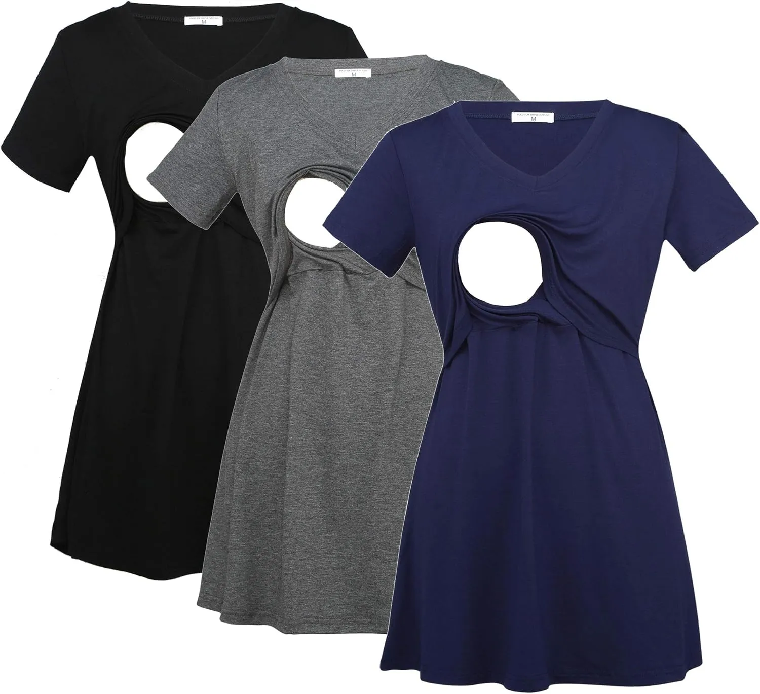 Bearsland Womens 3 Packs V Neck Nursing Tops Maternity Breastfeeding Tee Shirts