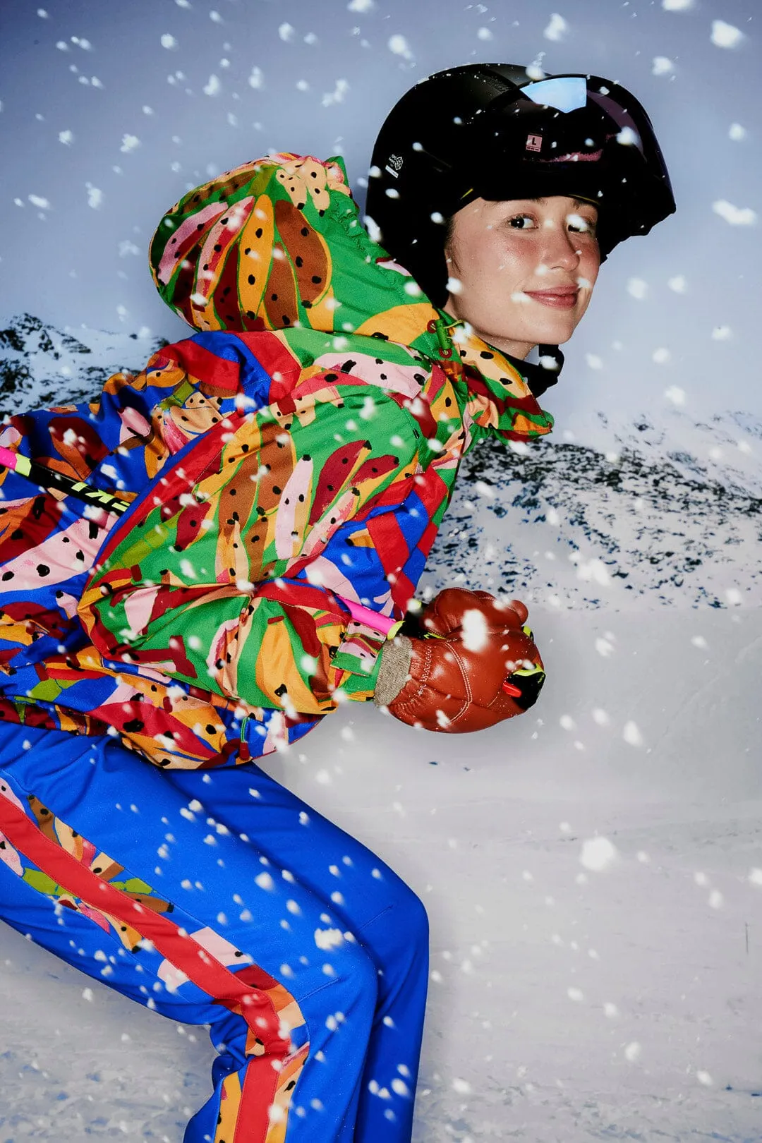 Blue Colorful Bananas Ski Jacket