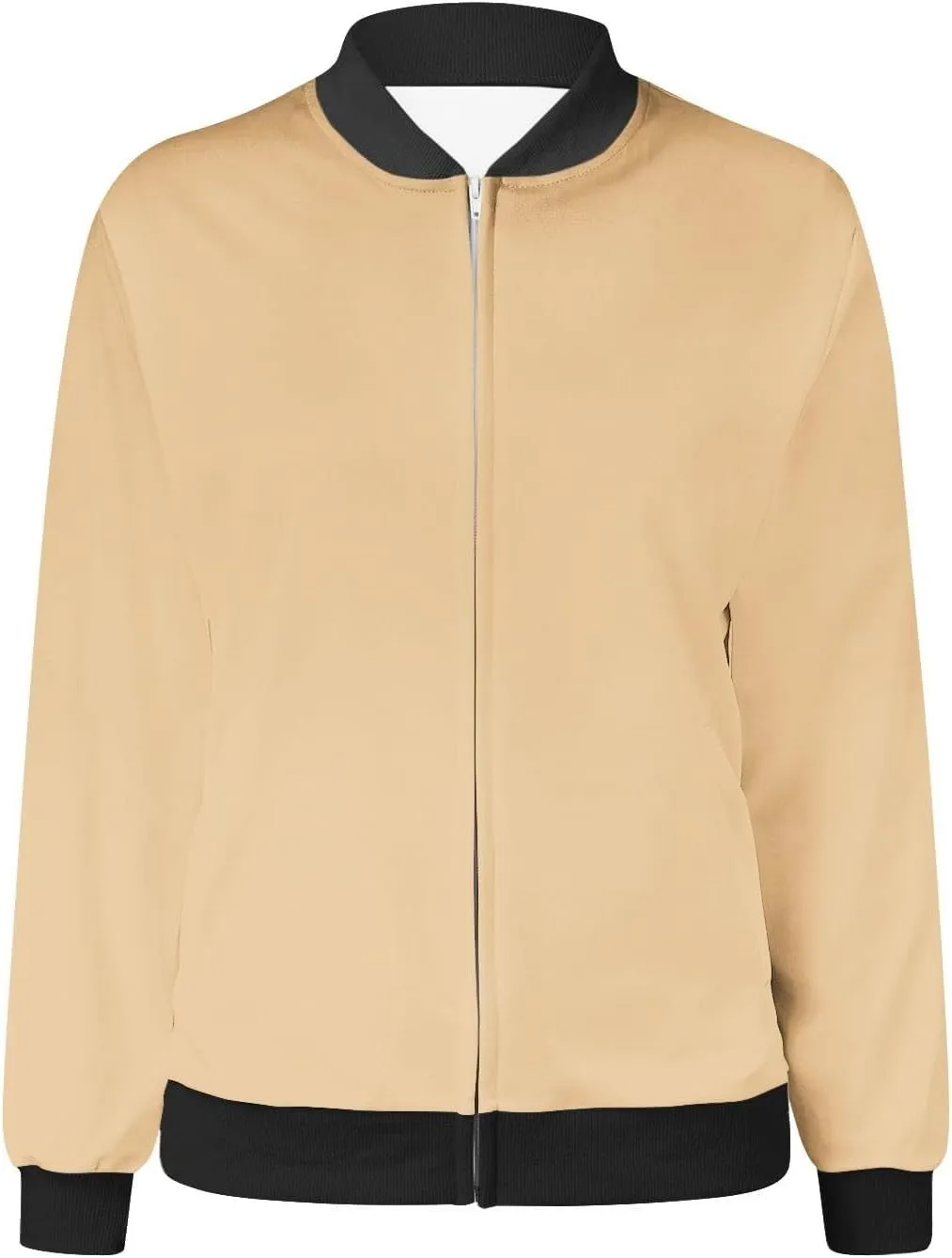 Bomber Jacket Coats for Women Causal Zip Up Long Sleeve Stand Collar Jackets 2024 Fall Lightweight Outerwear