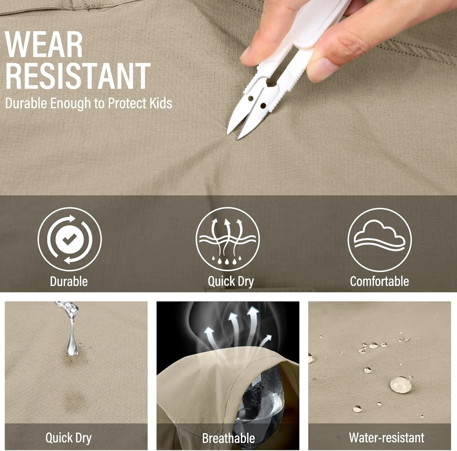 Boys Cargo Pants Kids' Hiking Quick Dry Lightweight Convertible Youth Waterproof Outdoor Camping Fishing Scout Pants