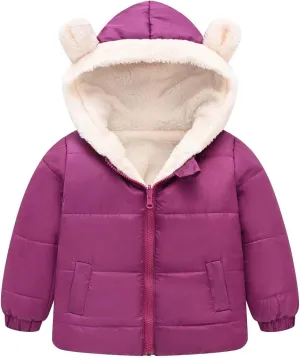 Boys Girls Children Solid Color Ears Cute Pocket Short Cotton Padded Children's Coat Fancy Toddler Girl Long down Girls