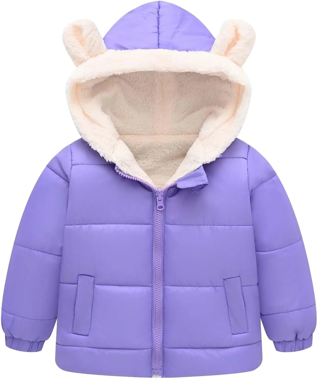 Boys Girls Children Solid Color Ears Cute Pocket Short Cotton Padded Children's Coat Fancy Toddler Girl Long down Girls