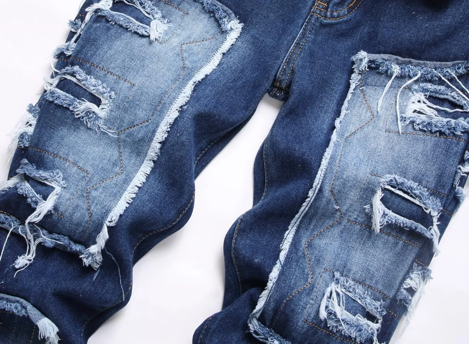 Boy's Stacked Jeans Skinny Fit Ripped Destroyed Distressed Fashion Comfy Denim Jeans Pants