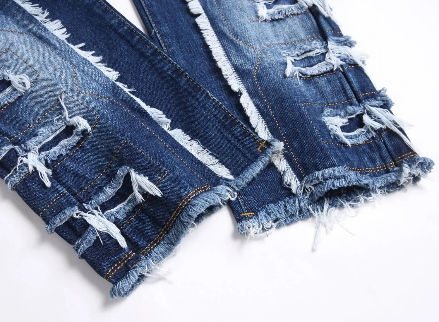 Boy's Stacked Jeans Skinny Fit Ripped Destroyed Distressed Fashion Comfy Denim Jeans Pants