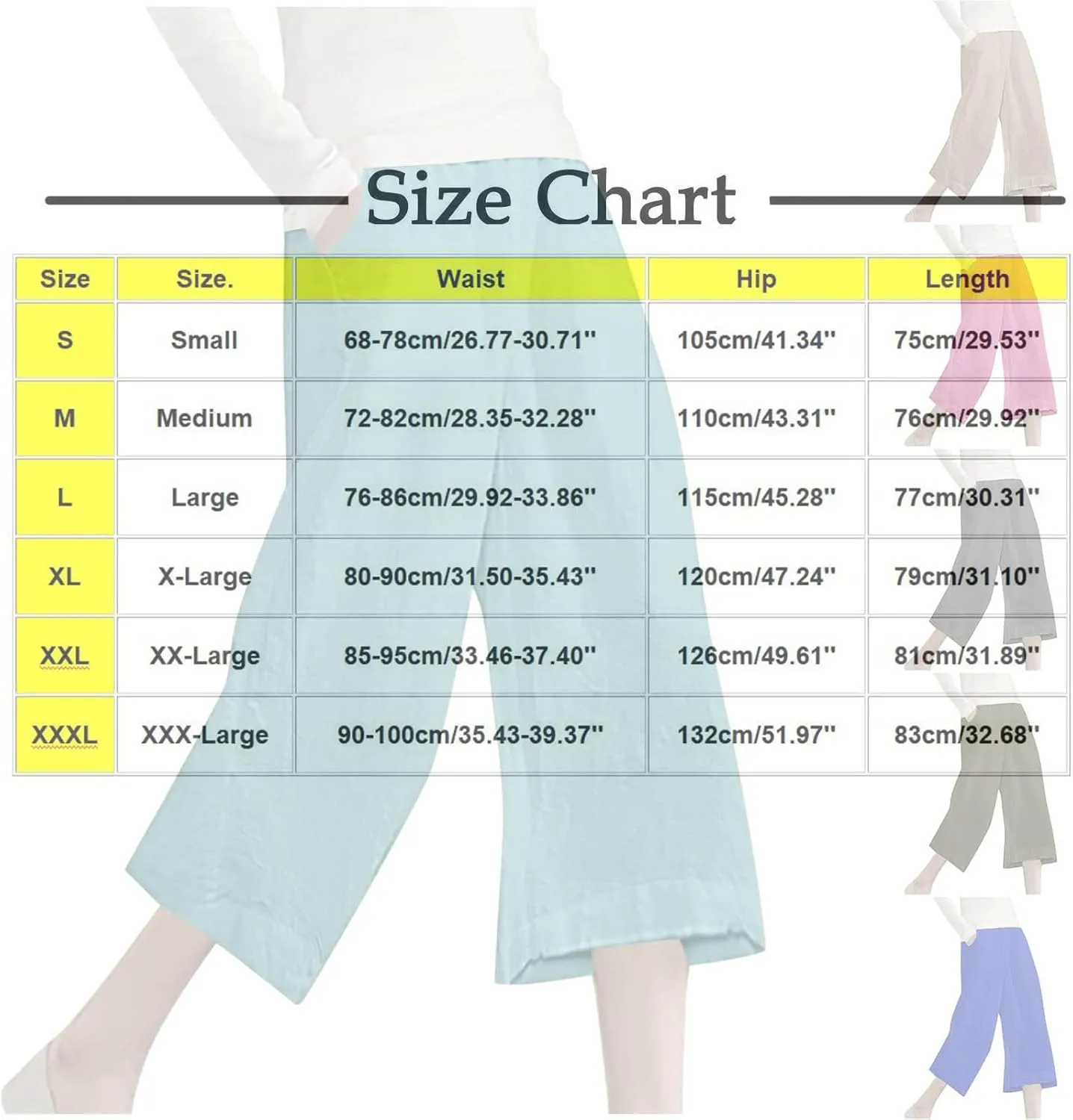 Capri Pants for Women Plus Size Trendy Elastic Waist Wide Leg Linen Pants Summer Beach Lighweight Cropped Trousers