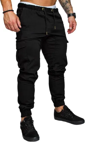 Cargo Pants for Men Drawstring Pants Slim Fit Casual Sweatpants Outdoor Lightweight Trousers Workout Sweat Pants