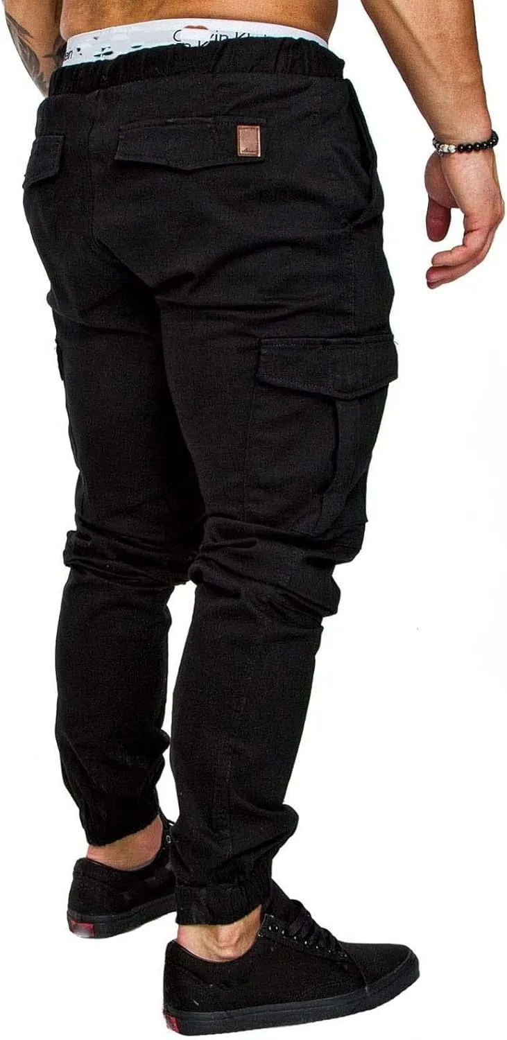 Cargo Pants for Men Drawstring Pants Slim Fit Casual Sweatpants Outdoor Lightweight Trousers Workout Sweat Pants