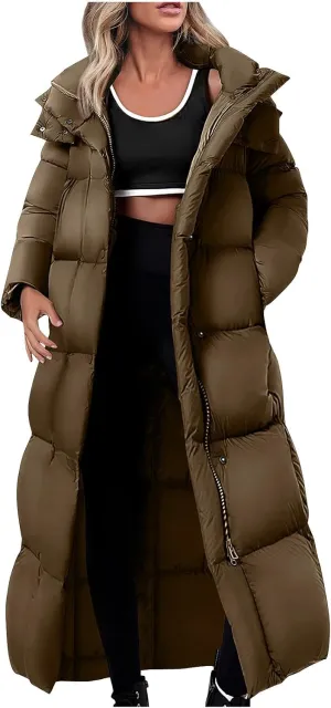 Ceboyel Long Winter Coats for Women 2024 Puffer Jackets Hooded Thickened Down Coat Trendy Ladies Outerwear Clothes With Hood