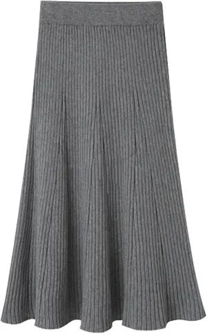 CHARTOU Women Knit Midi Skirt Ribbed Knitted Skirt High Waisted Trendy Sweater Skirt Bodycon Pencil Skirt