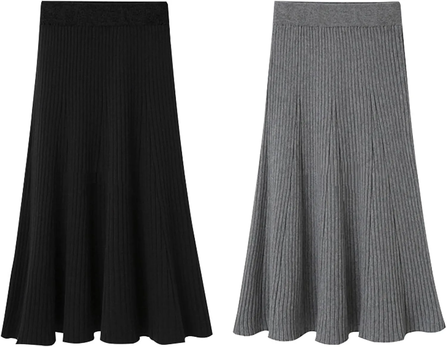 CHARTOU Women Knit Midi Skirt Ribbed Knitted Skirt High Waisted Trendy Sweater Skirt Bodycon Pencil Skirt