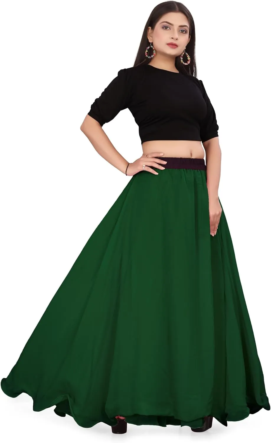 Chiffon Full Circle Belly Dance Skirt Wedding wear Maxi Chiffon Skirt for Women and Girls C12