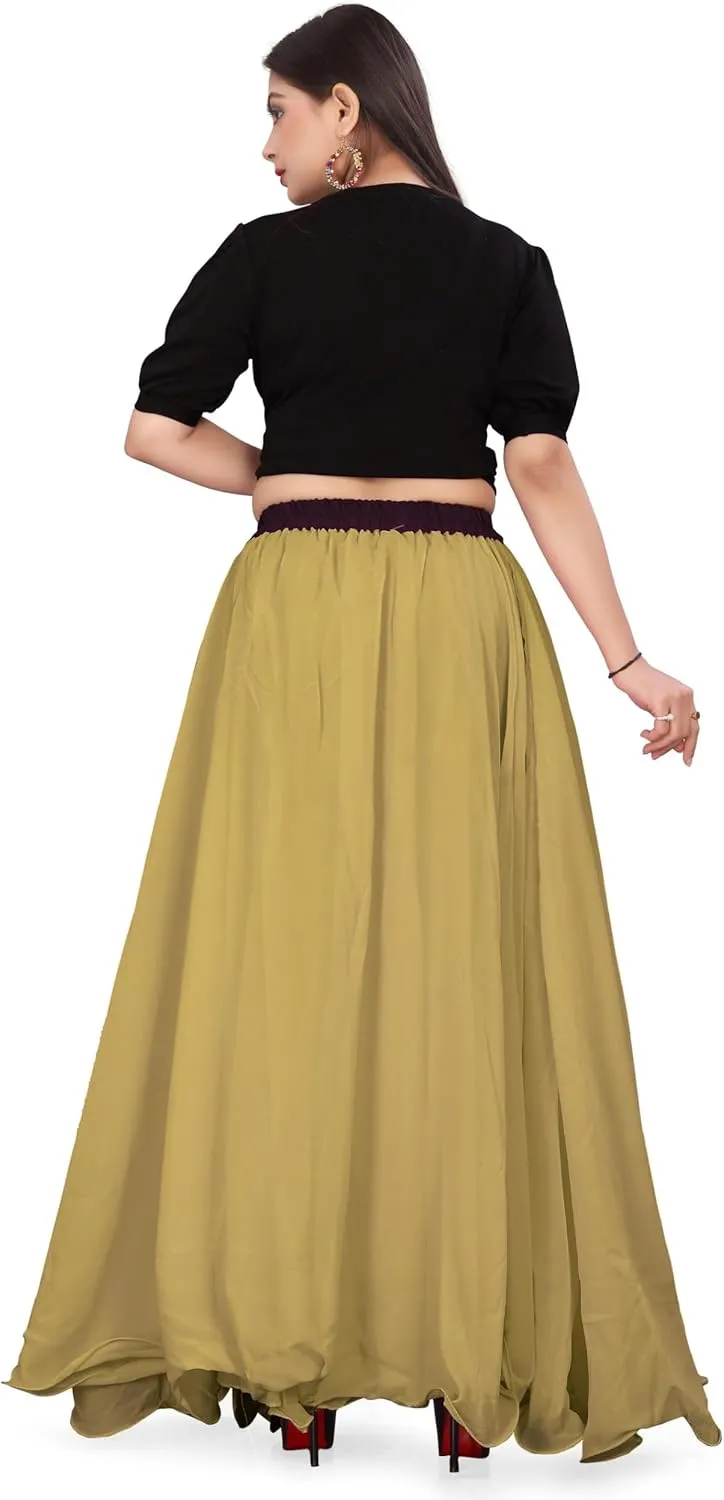 Chiffon Full Circle Belly Dance Skirt Wedding wear Maxi Chiffon Skirt for Women and Girls C12