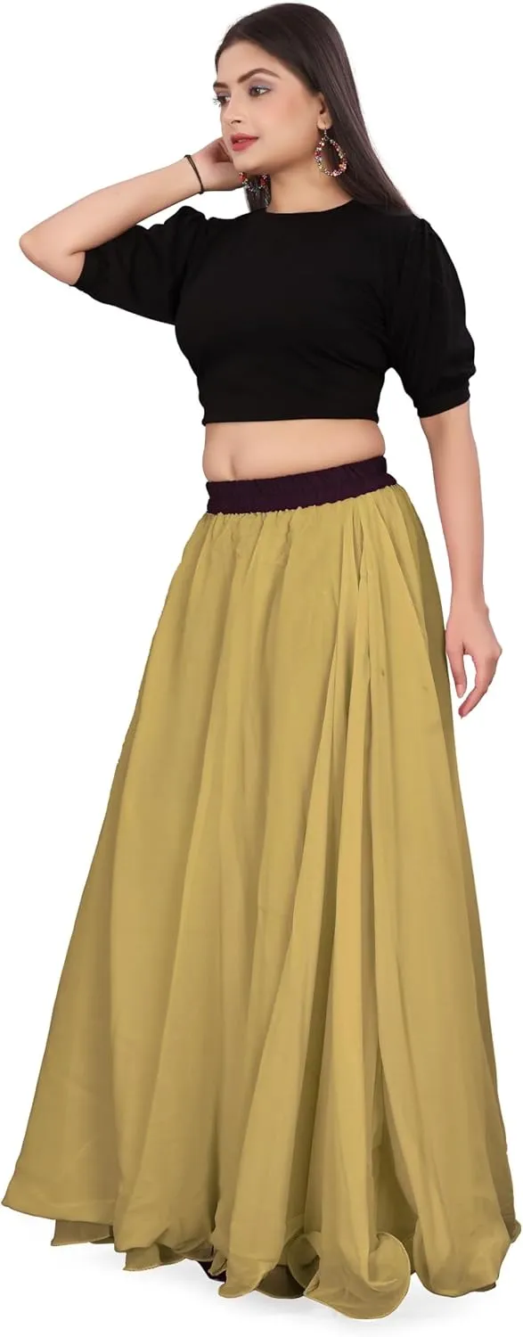 Chiffon Full Circle Belly Dance Skirt Wedding wear Maxi Chiffon Skirt for Women and Girls C12