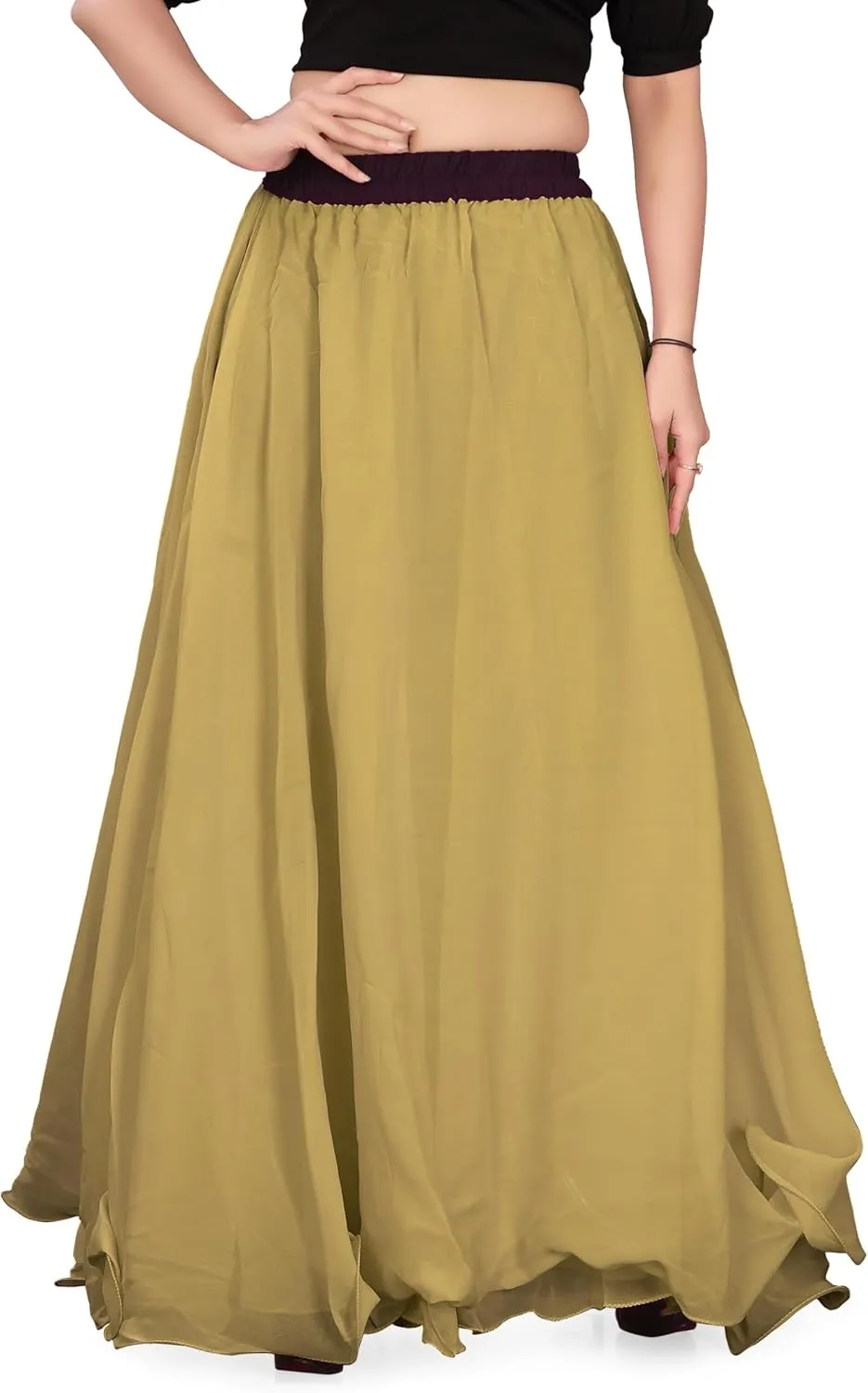 Chiffon Full Circle Belly Dance Skirt Wedding wear Maxi Chiffon Skirt for Women and Girls C12